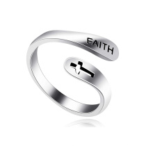 custom stainless steel men's ring catholic jewelry alphabet letter religious rings faith letter ring